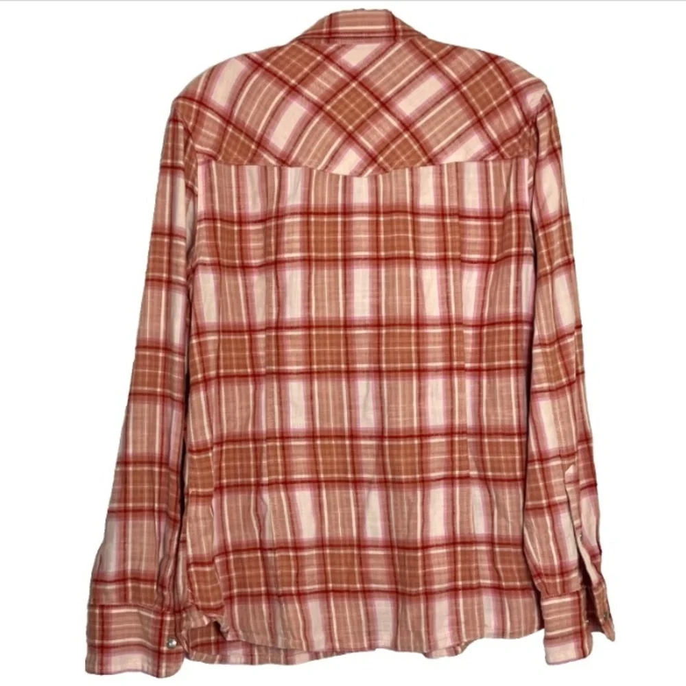J. Crew Women’s Pink Plaid Flannel Pearl Snap Western Shirt Cowgirl Core Y2K